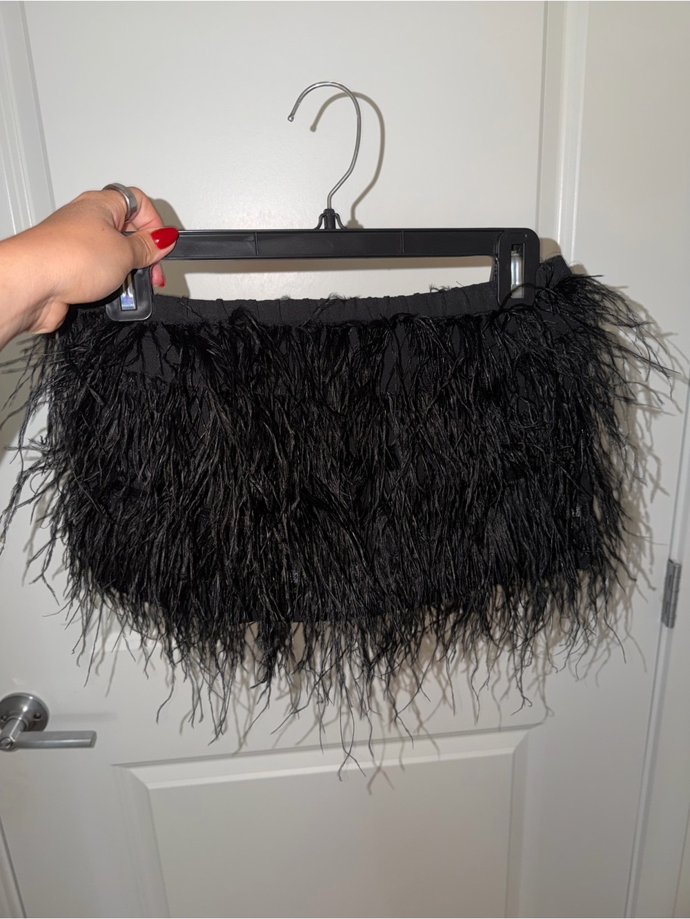 Black Feather Strapless Top
